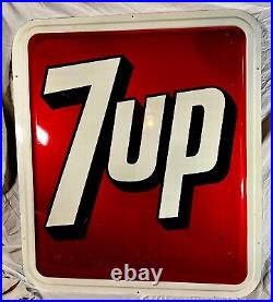 Vintage 1973 7-UP 36 x 31 Metal Soda Cola Sign Gas Oil Advertising Exclnt Cdtn