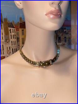 Vintage 1980's Signed GIVENCHY Gold-Tone Collar Buckle Necklace & Earrings Set