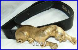 Vintage 1985 Signed CHRISTOPHER ROSS Gold Panther Cougar Buckle And Belt