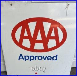 Vintage 1992 AAA Approved Double Sided Metal Sign Gas & Oil