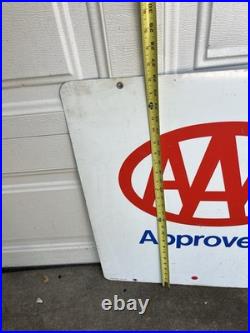 Vintage 1992 AAA Approved Double Sided Metal Sign Gas & Oil