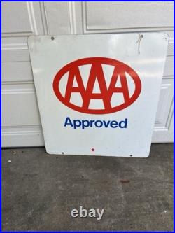 Vintage 1992 AAA Approved Double Sided Metal Sign Gas & Oil