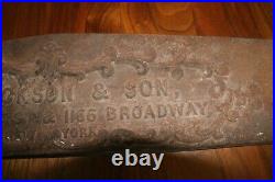 Vintage 19th Century Cast Iron Plaque Sign Jackson & Son Front St/ Broadway NYC