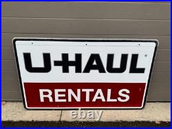 Vintage 2004 U-Haul Rentals Double Sided Metal Sign with Hardware 41X24 NOS