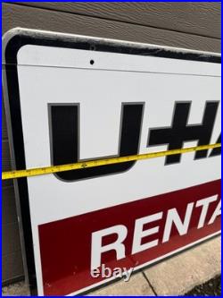 Vintage 2004 U-Haul Rentals Double Sided Metal Sign with Hardware 41X24 NOS