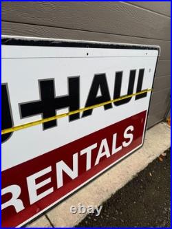 Vintage 2004 U-Haul Rentals Double Sided Metal Sign with Hardware 41X24 NOS