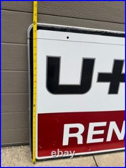 Vintage 2004 U-Haul Rentals Double Sided Metal Sign with Hardware 41X24 NOS