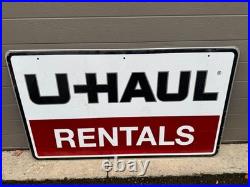 Vintage 2004 U-Haul Rentals Double Sided Metal Sign with Hardware 41X24 NOS