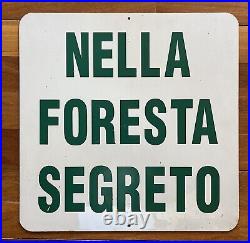 Vintage 24 x 24 Porcelain Enamel Metal Sign IN THE SECRET FOREST in Italian