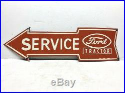 Vintage 24x7 Porcelain Ford Tractor Service Enamel Metal Dealer Arrow Sign