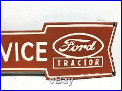 Vintage 24x7 Porcelain Ford Tractor Service Enamel Metal Dealer Arrow Sign