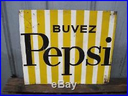 Vintage 26.5 x 22 Buvez PEPSI French DRINK PEPSI Metal Advertising Sign