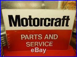 Vintage 2 Sided Ford FoMoCo Motorcraft Parts and Service Metal Sign 36 x 24