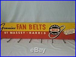 Vintage 34 Metal Sign MASSEY HARRIS Fan Belts Farm Tractor Implement Dealer
