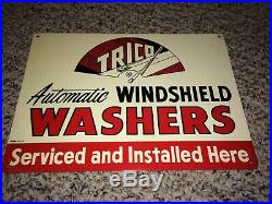 Vintage 40's/50's Tin Metal Trico Windshield Washers Gas Service Station Sign