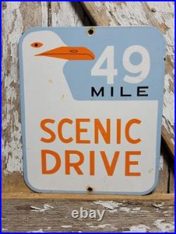 Vintage 49 Mile Scenic Drive Porcelain Sign Old San Francisco Golden Gate Bridge