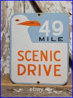 Vintage 49 Mile Scenic Drive Porcelain Sign Old San Francisco Golden Gate Bridge