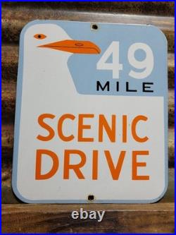 Vintage 49 Mile Scenic Drive Porcelain Sign Old San Francisco Golden Gate Bridge