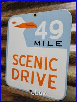 Vintage 49 Mile Scenic Drive Porcelain Sign Old San Francisco Golden Gate Bridge