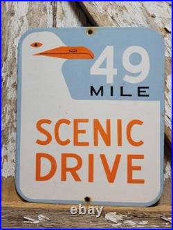 Vintage 49 Mile Scenic Drive Porcelain Sign Old San Francisco Golden Gate Bridge