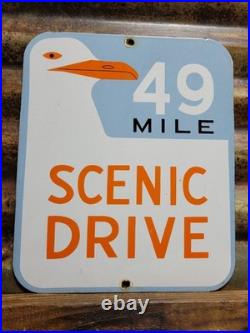 Vintage 49 Mile Scenic Drive Porcelain Sign Old San Francisco Golden Gate Bridge