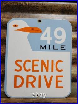Vintage 49 Mile Scenic Drive Porcelain Sign Old San Francisco Golden Gate Bridge