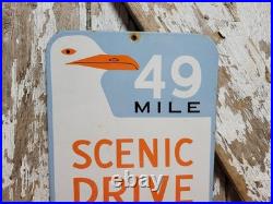 Vintage 49 Mile Scenic Drive Porcelain Sign Old San Francisco Golden Gate Bridge
