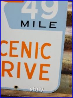 Vintage 49 Mile Scenic Drive Porcelain Sign Old San Francisco Golden Gate Bridge