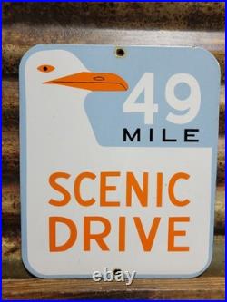 Vintage 49 Mile Scenic Drive Porcelain Sign Old San Francisco Golden Gate Bridge