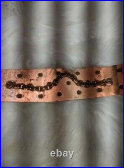 Vintage 50's 60's Ladies Belt With Chain Signed RENOIR Copper Metal Small Size Con