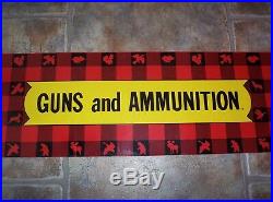 Vintage 50's / 60's Winchester Guns & Ammunition Hunting Plaid Metal Sign 47