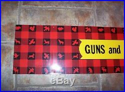 Vintage 50's / 60's Winchester Guns & Ammunition Hunting Plaid Metal Sign 47