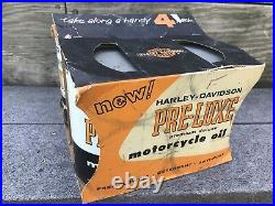 Vintage 50's HARLEY DAVIDSON 4 Qt Metal Oil Can FULL Pre Luxe Oil Premium Deluxe