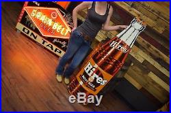 Vintage 50s Hires Root Beer Soda Pop Bottle 5' Embossed Metal Sign General Store