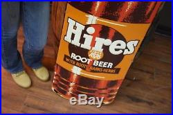 Vintage 50s Hires Root Beer Soda Pop Bottle 5' Embossed Metal Sign General Store