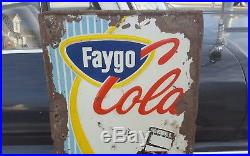 Vintage 54 Faygo Cola Vertical Metal Bottle Sign Soda Pilaster