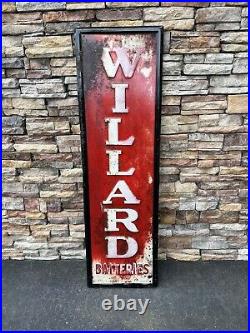 Vintage 60 x 17 Vertical Original Willard Batteries Large Metal Sign