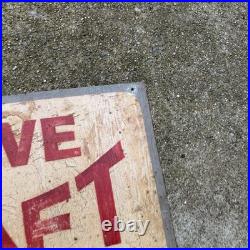 Vintage 70s Metal Industrial Folk Art Drive Shaft Dept. Signs Hand Painted