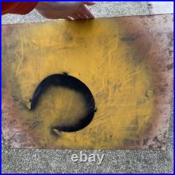 Vintage 70s Metal Industrial Folk Art Drive Shaft Dept. Signs Hand Painted