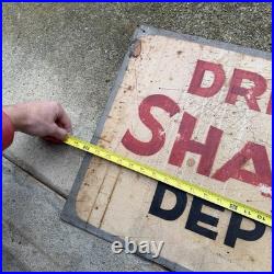 Vintage 70s Metal Industrial Folk Art Drive Shaft Dept. Signs Hand Painted