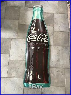 Vintage 72 1950's Coca Cola Bottle Metal Sign Amazingly Clean