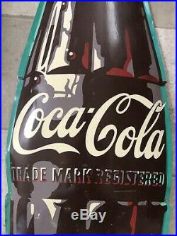 Vintage 72 1950's Coca Cola Bottle Metal Sign Amazingly Clean