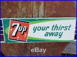Vintage 7 UP Your Thirst Away Soda Advertising Metal Door Push Sign 7UP 7-Up