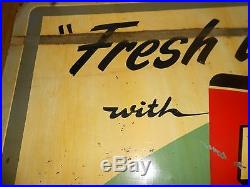 Vintage 7-up Soda Metal ADVERTISING SIGN FRESH UP IT LIKES YOU 31x41