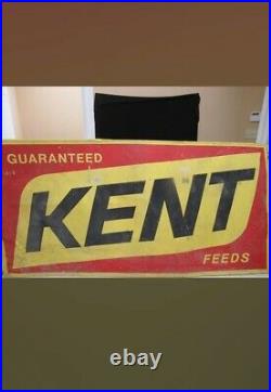 Vintage 94 x 47 Kent Feeds Farm Metal Sign GAS OIL SODA COLA SEED