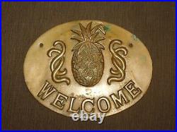 Vintage 9 X 7 Brass Pineapple Welcome Sign