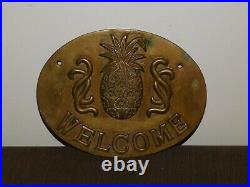 Vintage 9 X 7 Brass Pineapple Welcome Sign