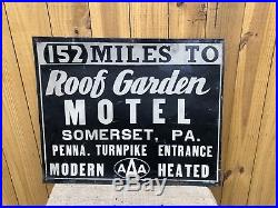Vintage AAA Official Hotel Pennsylvania Turnpike Metal Sign Somerset 28x23