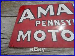 Vintage AMALIE MOTOR OIL GAS STATION METAL ADVERTISING TIN TACKER OLD SIGN