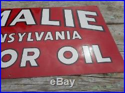 Vintage AMALIE MOTOR OIL GAS STATION METAL ADVERTISING TIN TACKER OLD SIGN